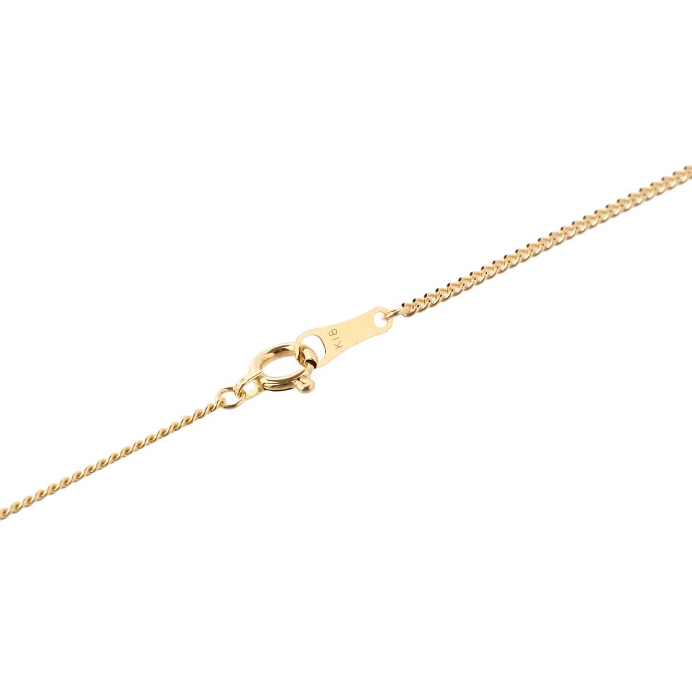Goods 18K Yellow Gold Curb Chain for Men and with Clasp [Happy Shop] Necklace, 45cm, Double-Sided, Thin, 1.2mm Wide, Women,