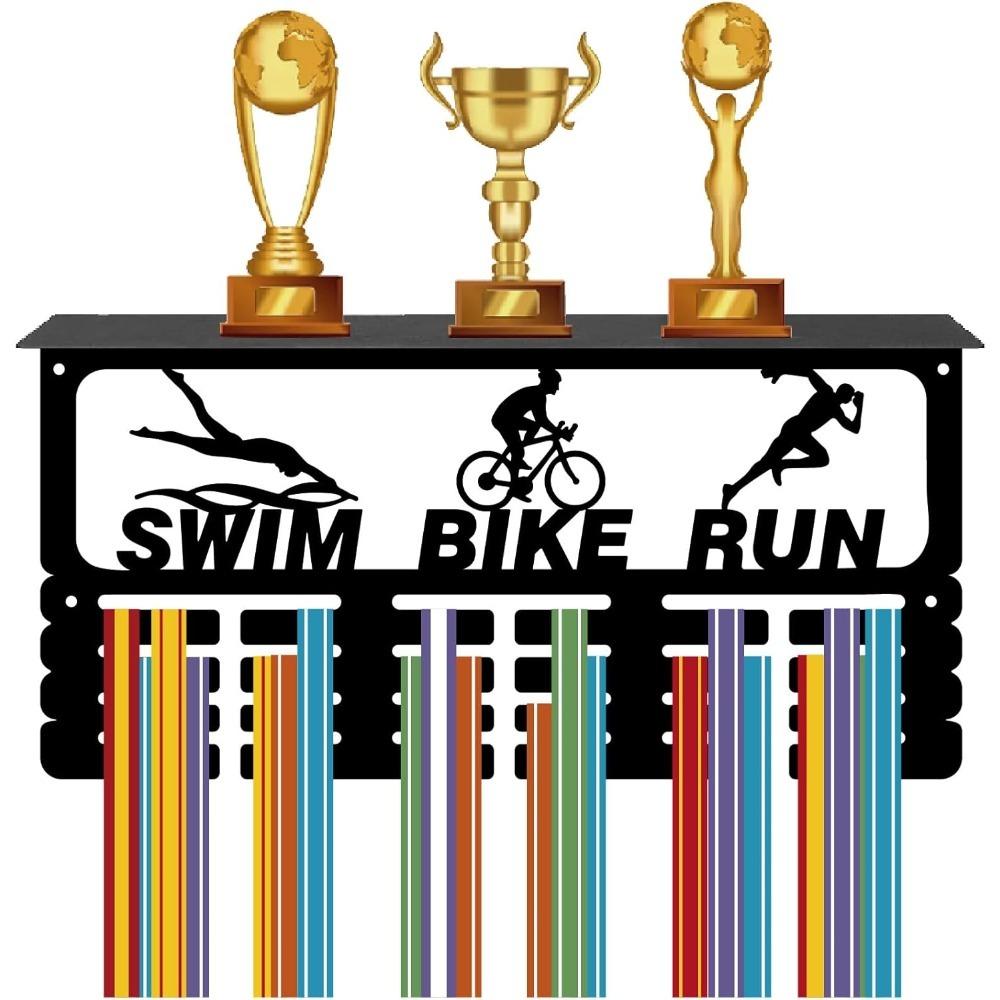 

Golf Medal Display Shelf Wall Rack 15.7x7.9 Inch 4 Row Trophy Hanger Holds 70 Medals Ribbons
