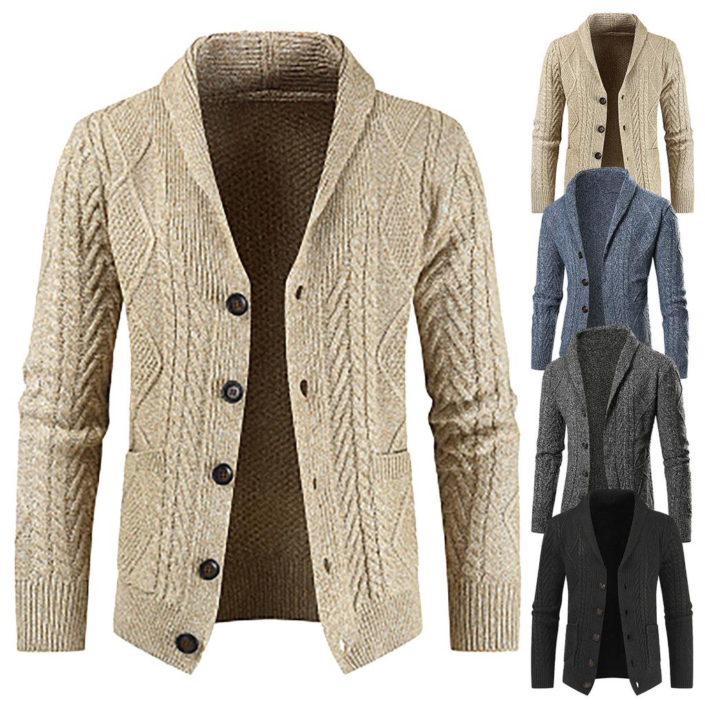 Autumn And Winter Men's Fashion Loose Cardigan Warm Lapel Hooded Jacket Sweater