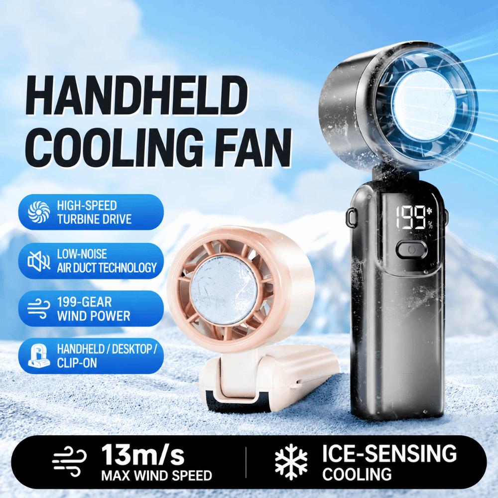 Hangable Handheld Fan 100 Speeds Desk Fan New Ice Cooling Fan  Outdoor