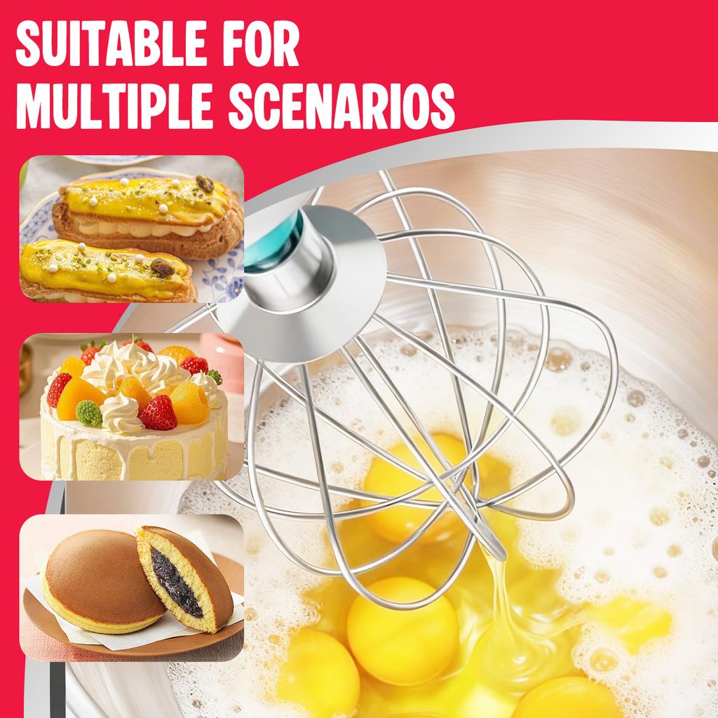 Dough Hook Whisk Wire Whip Attachment Dishwasher Stainless Steel egg Whisk for 4.5-5 Quart Tilt Head Stand Mixer