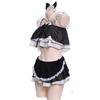 Sexy Dessous Anime Lolita Mädchen Dienstmädchen Katze Uniform Niedlich Rosa Katzenohren Chiffon Kleidung Dienstmädchen Outfit Cosplay Kostüm
