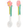 2Pcs Tulip Shaped Porcelain Flower Spoon Long Handle Household Mixing Spoon Convenient Coffee Rice Mixing Accessory