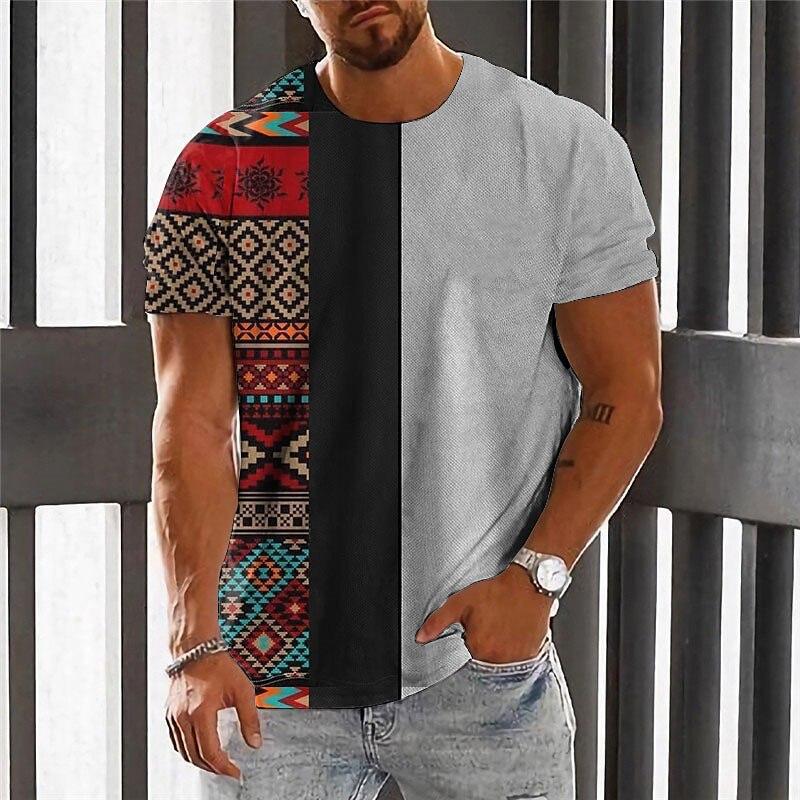Vintage Ethnic Graphics T-shirts Summer Fashion Short Sleeve O Neck 3D Sun Printed T Shirts Simple Casual Streetwear Loose Tees