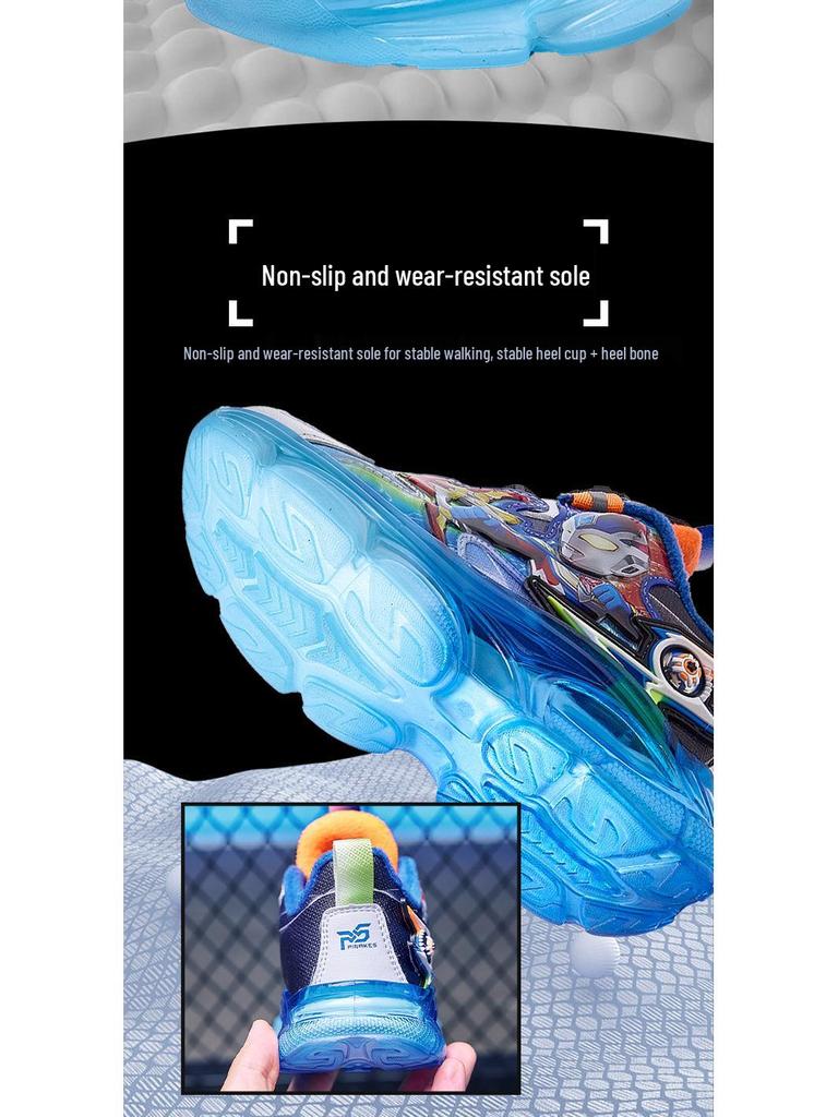 Boys' 2025 Winter Cartoon Sports Luminous Light-Up Shoes: Warm, Anti-Slip, Plus Velvet