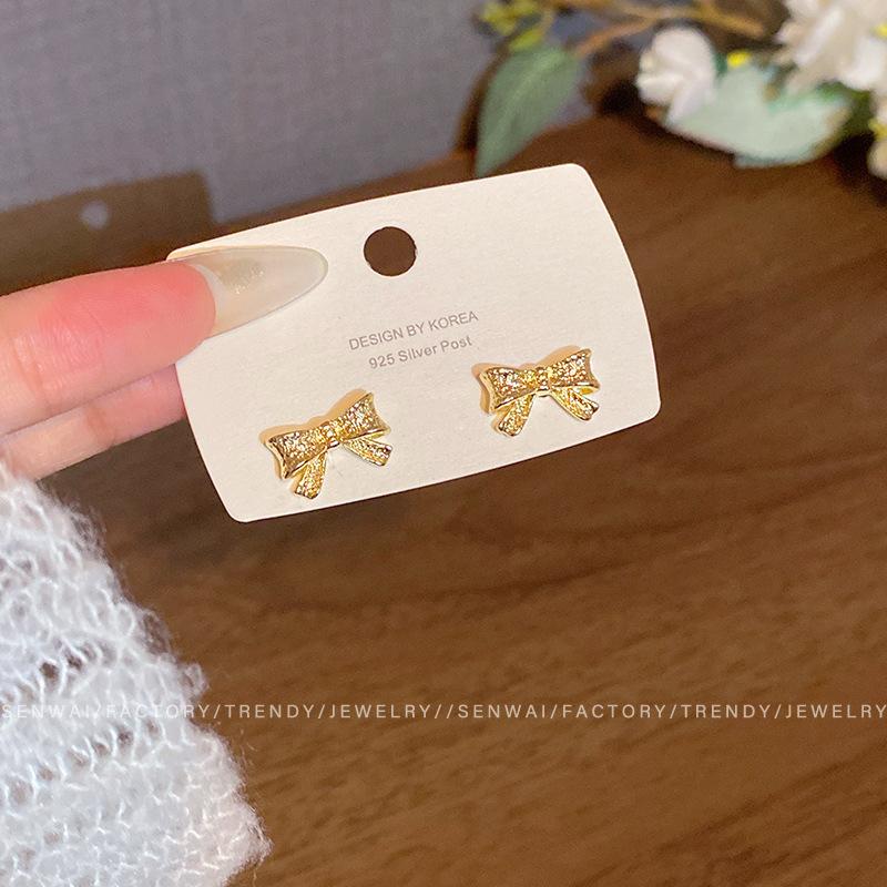 Sweet Temperament Bow Stud Earrings Femininity Earrings Ears