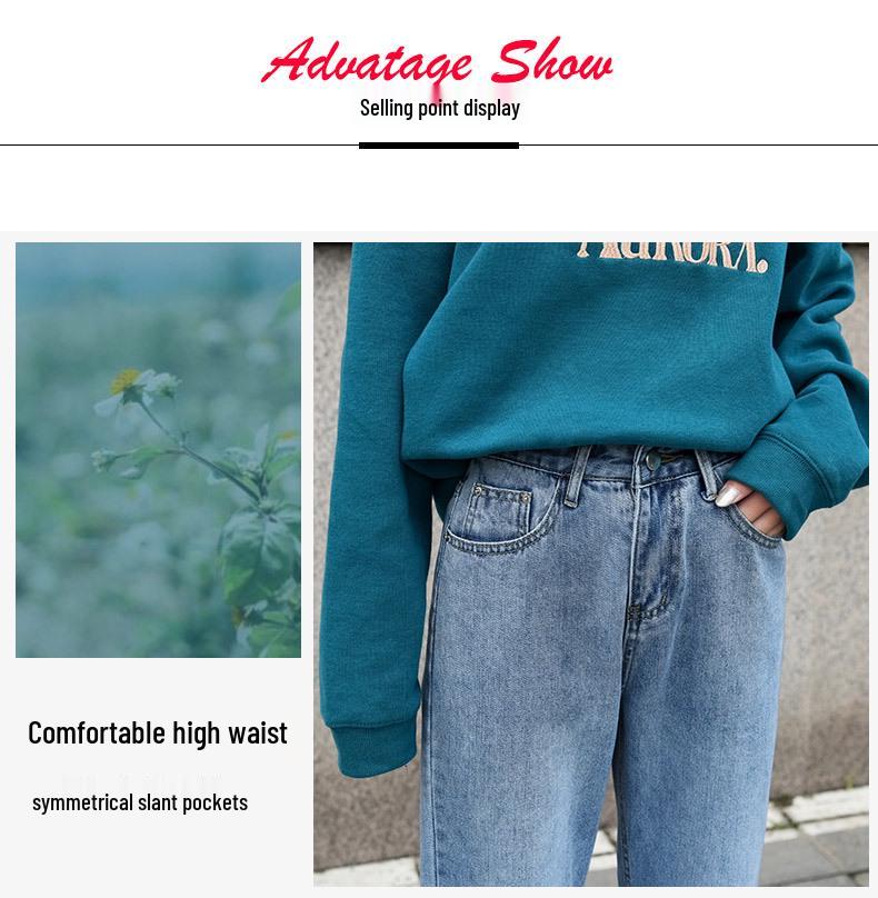 2025 Loose High-Waisted Straight-Leg Jeans for Women, Korean Style, Slimming, Plus Size, Student BF Style