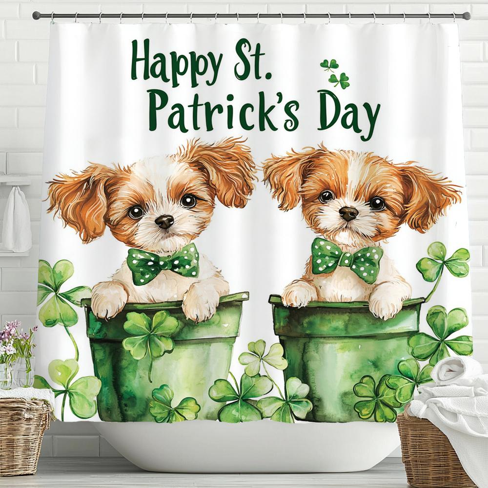 Cat Dog Cow Shower Curtain Set Cute Animal Bathroom Curtains Fabric Christmas Home Bathroom Decor Bathroom Accessories Set