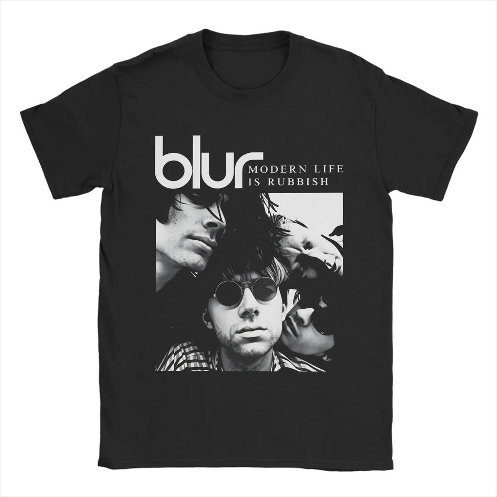 Vintage Blur Englische Alternative Rock Band Minimales Logo Grafik T-Shirt Streetwear Baumwoll Oberteil T-Shirts