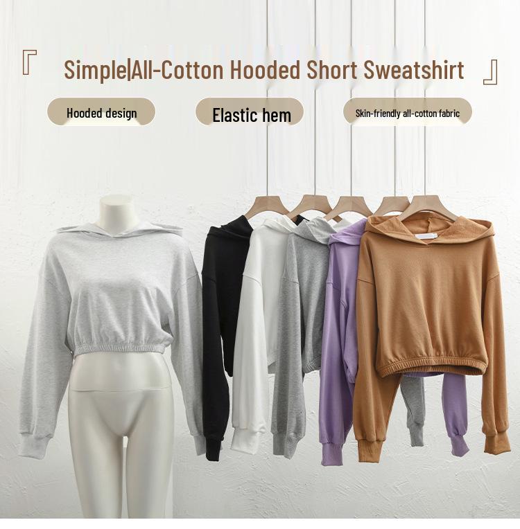 2024 Autumn/Winter Women's American Streetwear Pure Cotton Cropped Sweatshirt