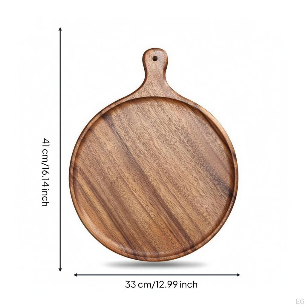 Wooden Serving Board with Handle Pizza Smooth Walnut Platter for Hosts,