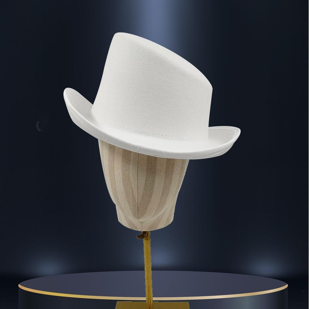 Windproof Slanted Top Hat Warm Slanted Magician's Hat Fashion Fedora Hat Autumn Winter