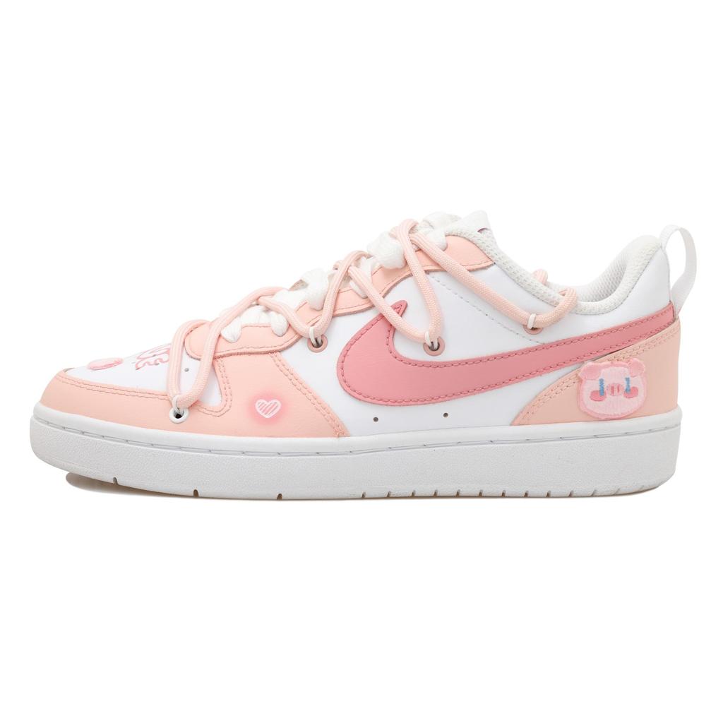 Nike Court Borough Pink Piggy Low top Skateboard Shoes Women's Pink White BQ5448-100(Team69-SBOX)