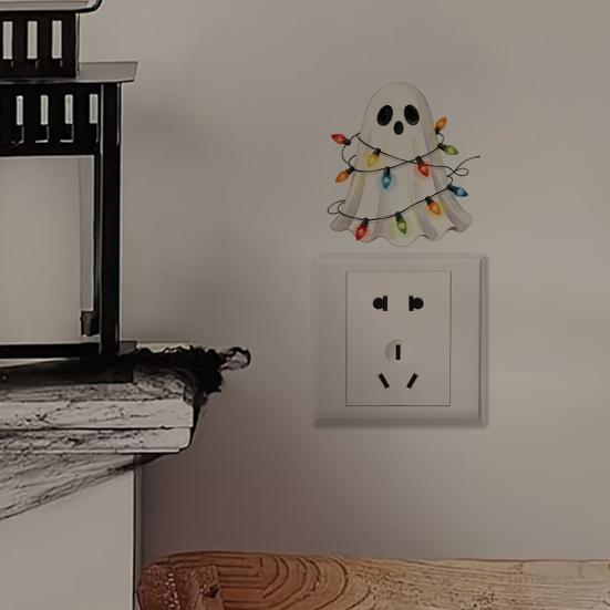Bedroom Decoration Sticker Halloween Ghost Decorative Switch Sticker, Cartoon Fairy Lamp Decal for Light Holiday Switch, Removable Wall Living