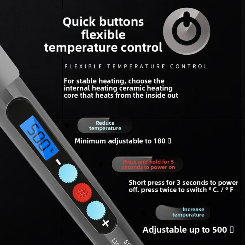 60W Digital Display Soldering Iron Soldering Tool Adjustable Temperature Accessories Available Home Repair 180-500℃