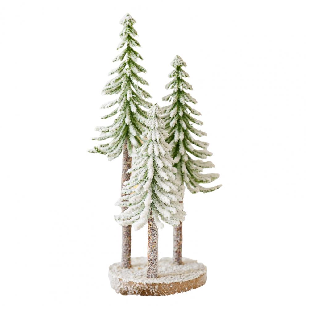 Mini Christmas Tree Artificial Bottle Brush Tree with Wooden Base Small Snow Frost Flocked Pine Tree for Winter Home Decor