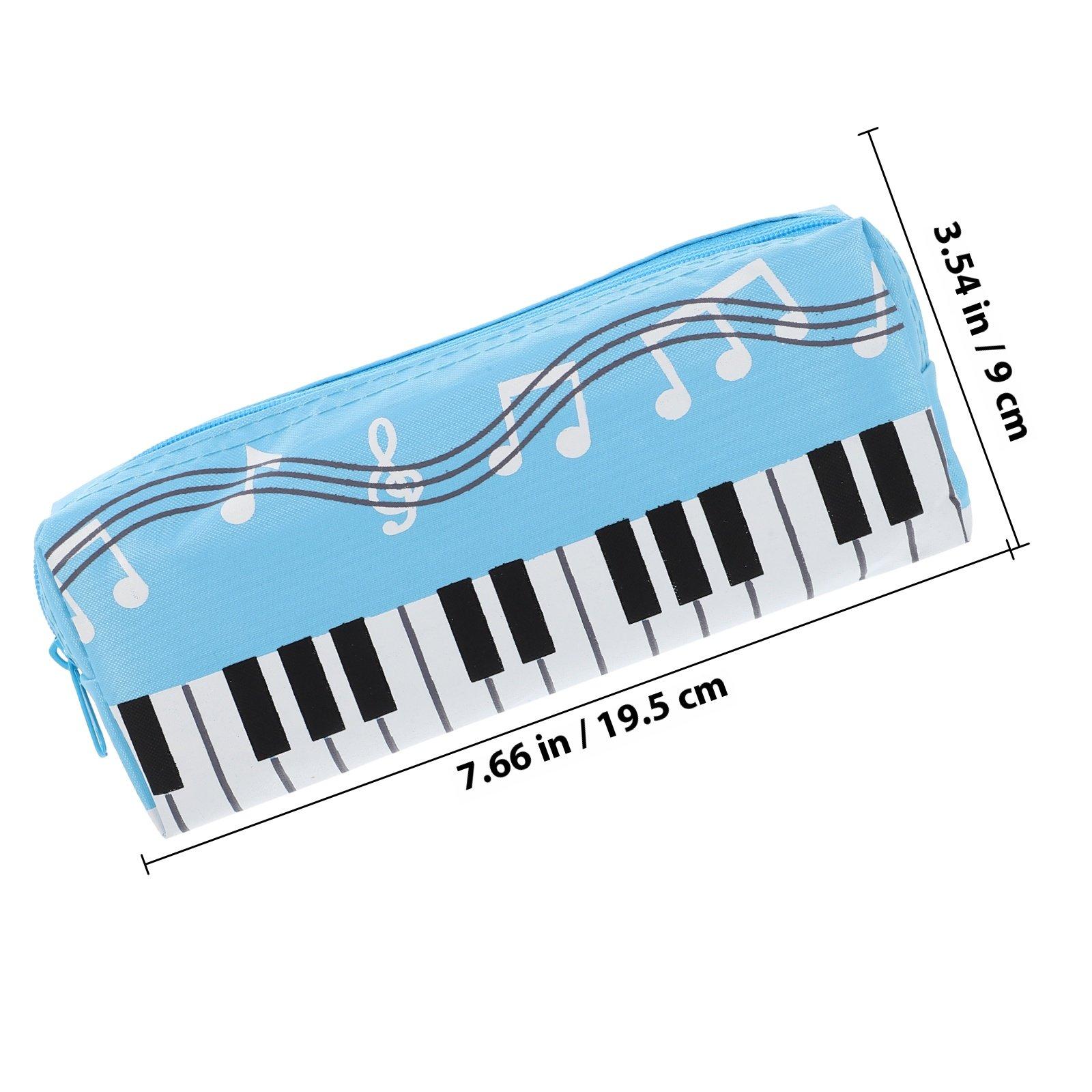 Stylish Piano Keyboard Print Pencil Pouch Large Capacity Canvas Material Easy Clean Portable Organizer for Adults