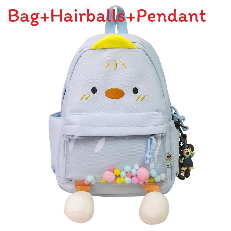 Ins Cartoon Chick Backpack For Kids With Breathable Nylon And 12in Laptop Storage