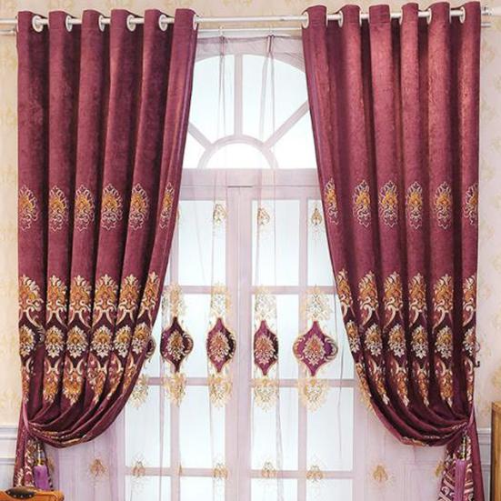 2PCS European-style Chenille Embroidered Thickening Blackout Curtains High-grade Living Room Bedroom Balcony Floor-to-ceiling Windows Nordic Curtains