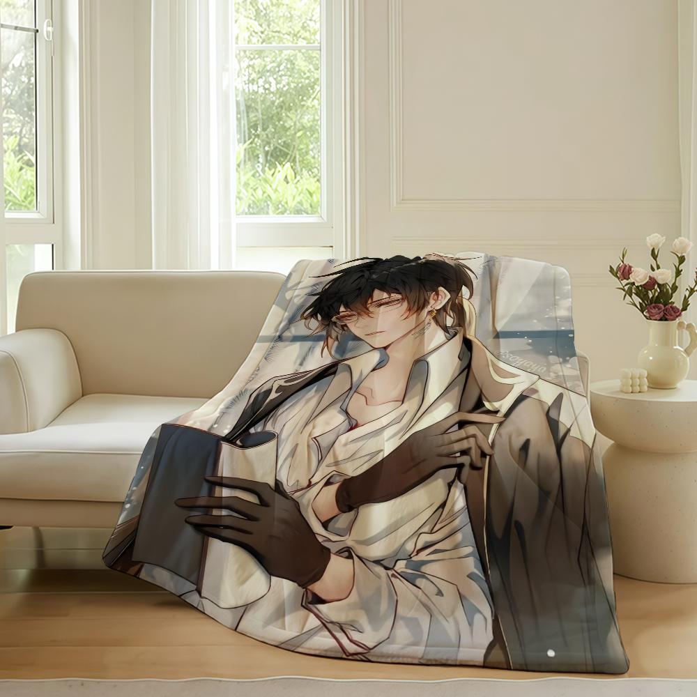 Game Genshin Impact Zhongli Blanket Warm Soft Suitable For Bedroom Sofa Bed Living Room Office Travel Camping Gifts