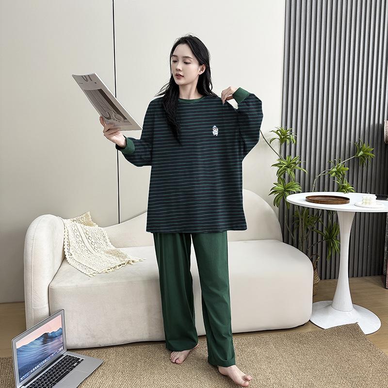 Women's Plus Size Cotton Pajama Set - Autumn Casual & Comfortable, Wearable Outdoors