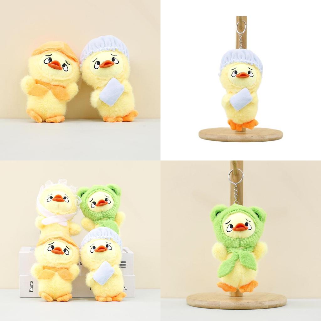Fluffy Plush Annoying Duck Keyring Short Plush Animal 14cm Fun Desk Accessory