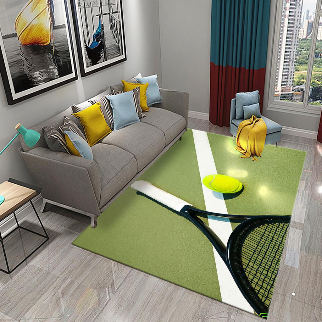 3D Funny Sport Tennis Carpets for Bedroom Living Room Bathroom Soft Comfortable Non-slip Absorbent Mat Children Play Bedside Rug