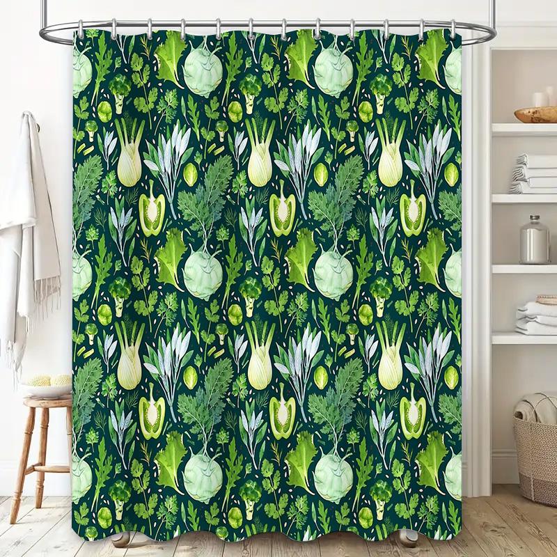 Botanical Shower Curtain Farmhouse Greenery Leaf Pattern Nature Decor Bathroom Fabric Waterproof Vintage Style Modern Home Texti