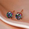 Punk Herren Damen Regenbogen Kristall Ohrstecker Schwarz Gold Farbe Hochzeits Schmuck Für Frauen Männer Charme Rund Zirkon Ohrring