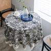 Round Tablecloth with Vintage Floral Embossed Design, Machine-Woven Decorative Table Cover for Home, Picnic, Camping, Wedding, Birthday Party, Dining