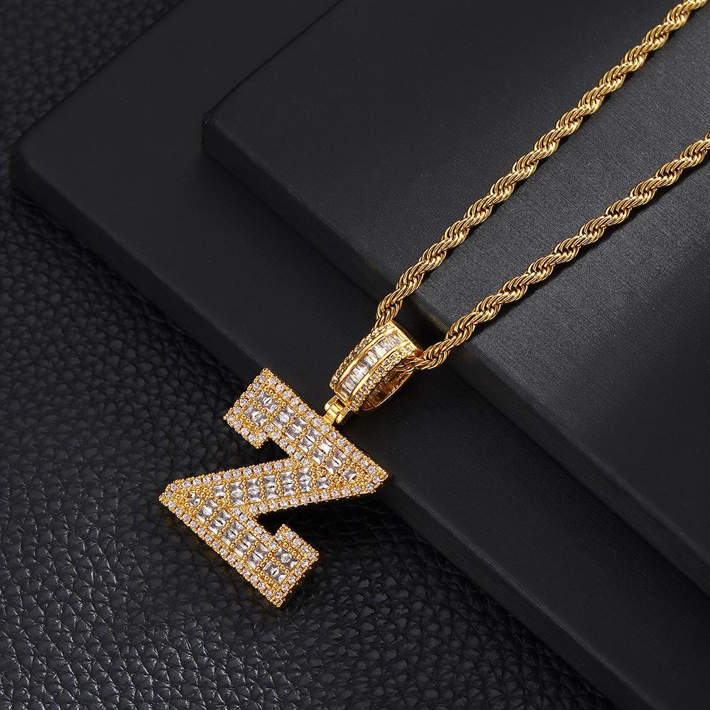 

26 English Letters Pendant Necklace Copper Inlaid Zircon Versatile Jewelry Necklace