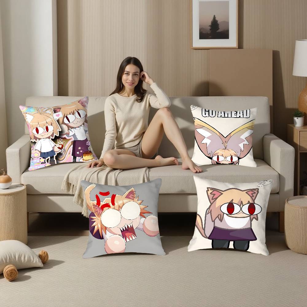 Neco Arc Kawaii Poszewka na poduszkę Pluszowa Tkanina Miękka Dwustronny Nadruk Pokrowiec na poduszkę na sofę Poszewki na poduszki dekoracyjne