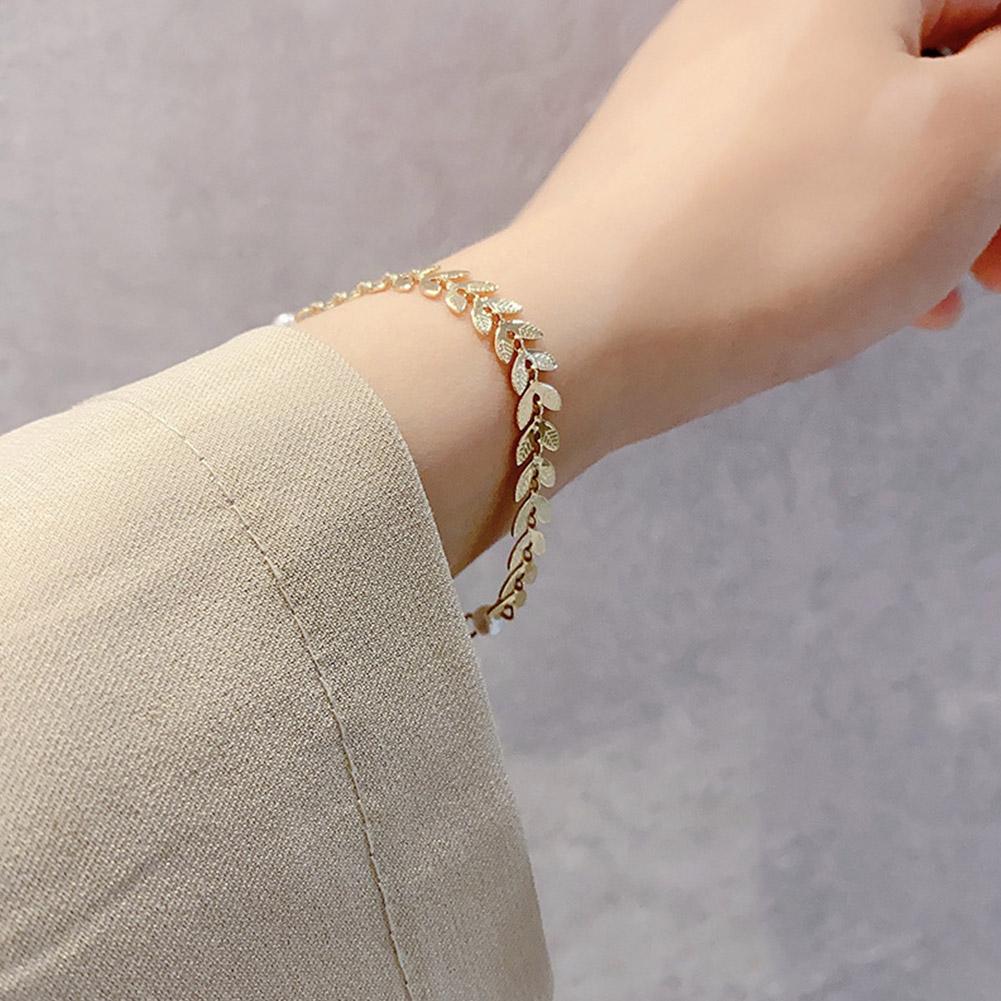 Retro Wheat Leaf Clavicle Chain Golden Wheat Earring Bracelet Necklace Set Luxury Women's Jewelry Costume Gift Party Decoration
