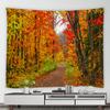Psychedelic Forest Nature Rural Tapestry Home Landscape Wall Art Mural Blanket Yellow Red Maple Autumn Tapestry