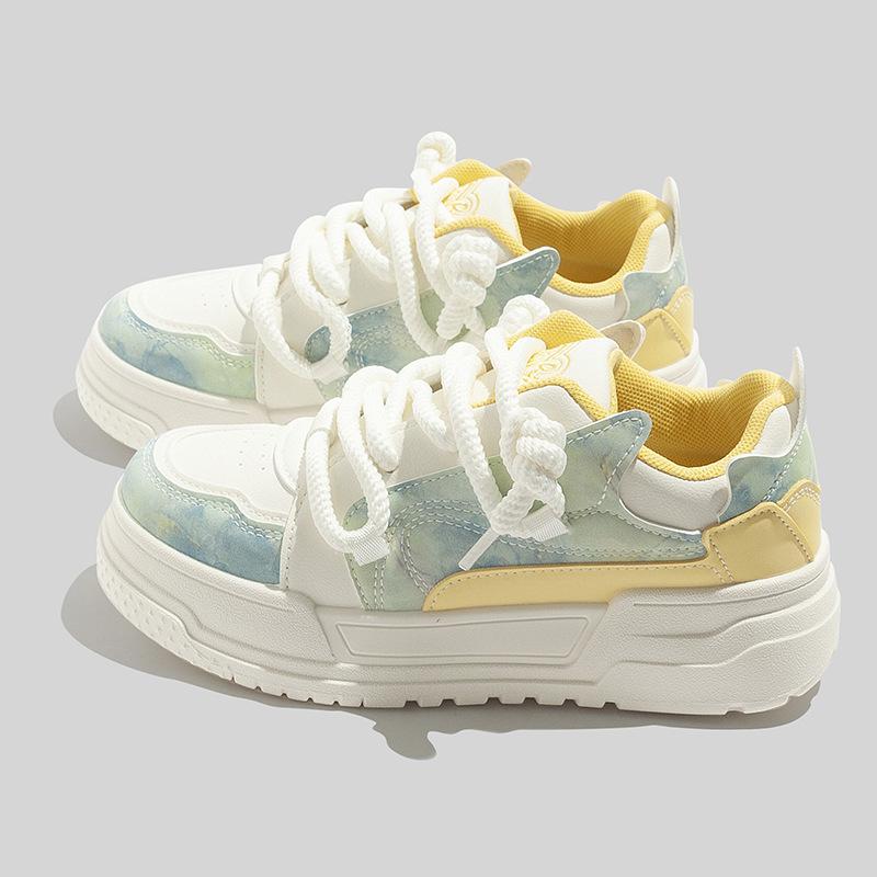 

Печать и крашение кожи Белые туфли На каждый день Спортивные кроссовки Ин Низкие Толстая подошва Женская обувь 40