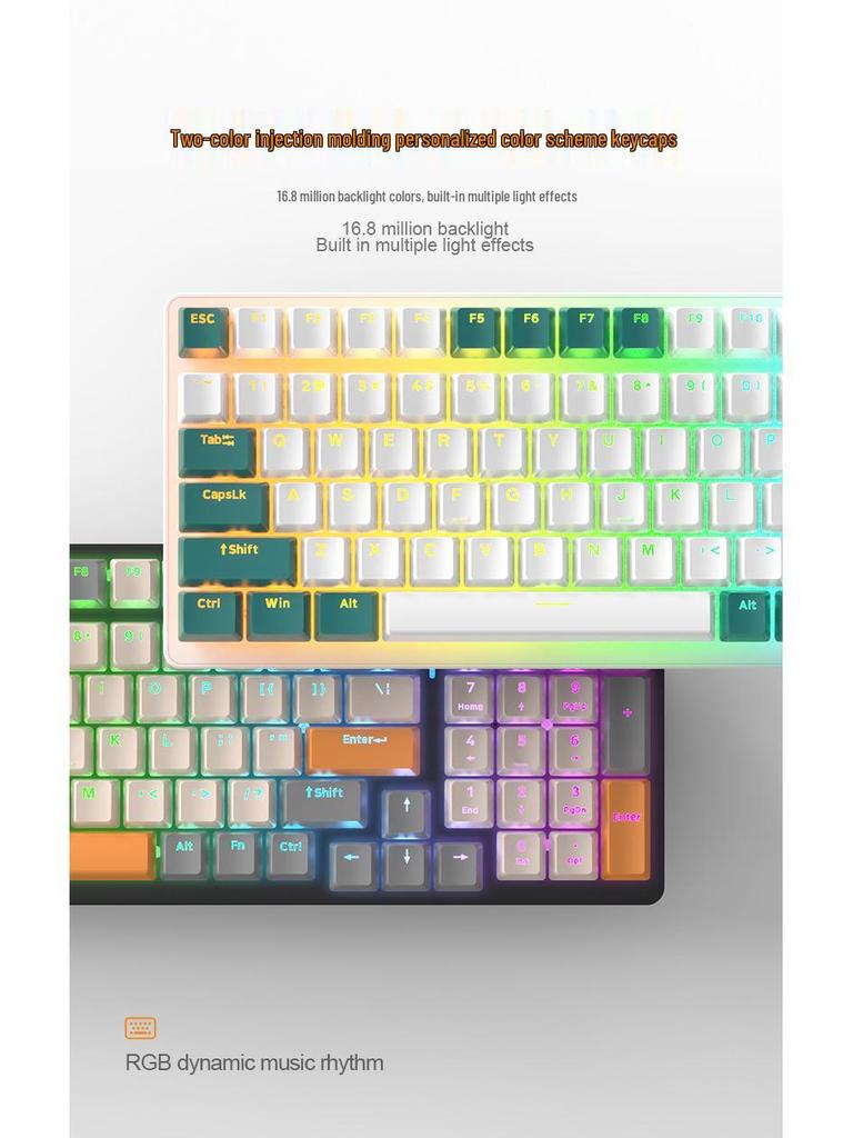 Bluetooth Three-Mode Hot-Swappable Mechanical Gaming Keyboard Wolf K6 980 - Customizable for Laptops and Esports.