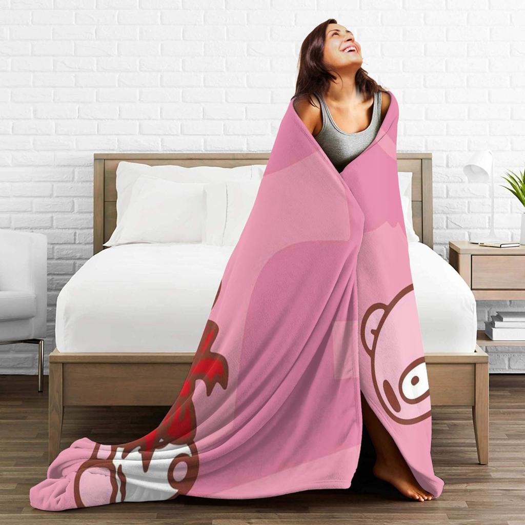 Super Warm BlanketsGirls Boys Camping Gloomy Bear Throw Blanket  Flannel Bedspread For Home Decor Funny Sofa Bed Cover
