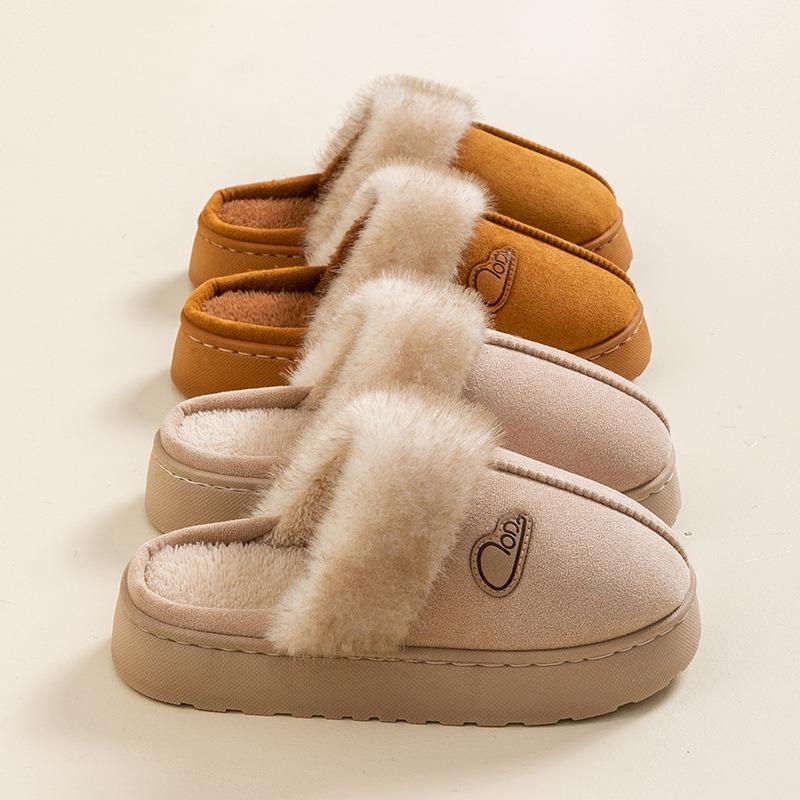 Fashion thick-soled cotton slippers women's winter indoor home slippers piled and thickened warm plush cotton shoes