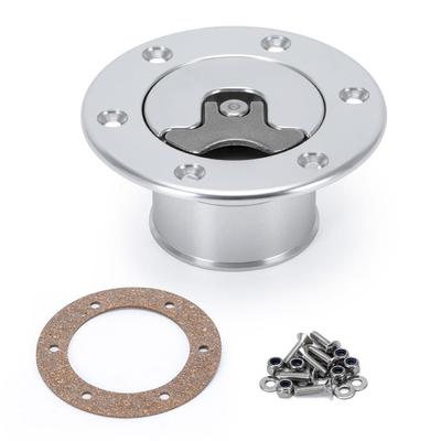 Aluminium-Billet-Auto-Brennstoffzellen-/Kraftstoffausgleichsbehälterdeckel, bündige Montage, 6 Bolzen, hochglanzpoliert, Öffnungs-ID 35,5 mm