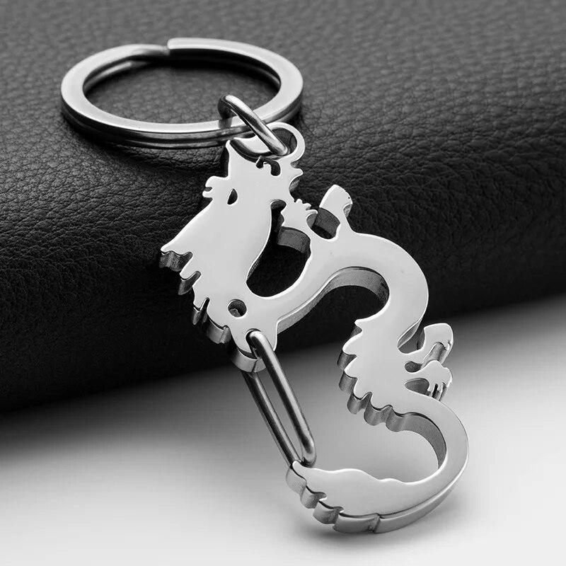 Металлический брелок Зодиак Дракон 2026 Подвеска Новый год Креативный брелок серебряный — фото 2