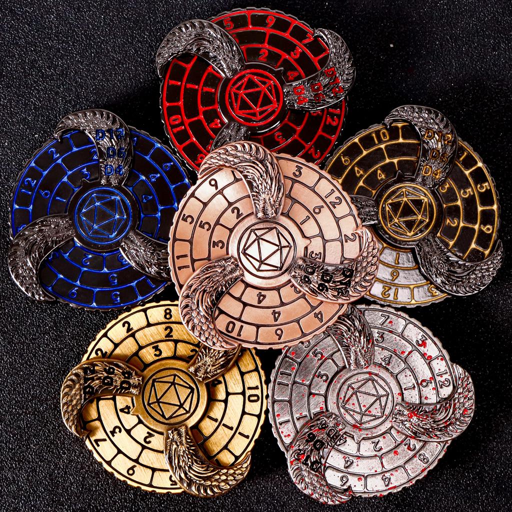 Fingertip Gyro Roulette Würfel für Dungeons und Dragons, DND Spinner Metallwürfel, Drachenkompass Würfelset als Geschenk