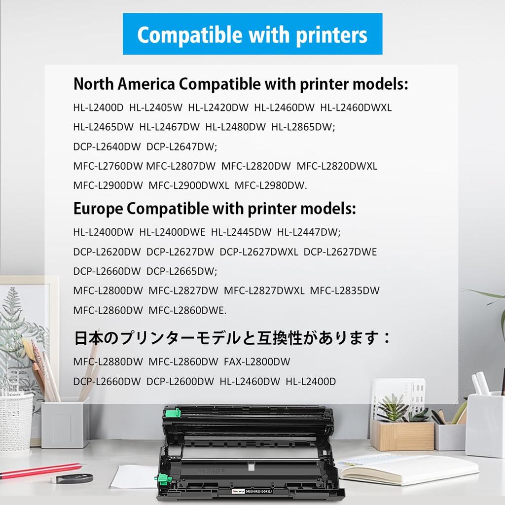 DR32J Compatible Drum Cartridge Drum Unit Imaging Drum 15000 Pages Compatible Model Number Brother Brother L2860DW L2600DW L2400D Brother Printer