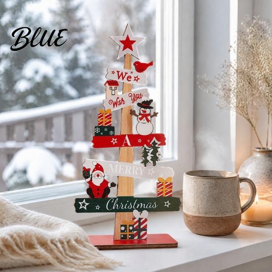Solid Wood Holiday Festive Home Wooden Letter Tree Ornament Ornaments Christmas Sign Decorative Decor Pieces