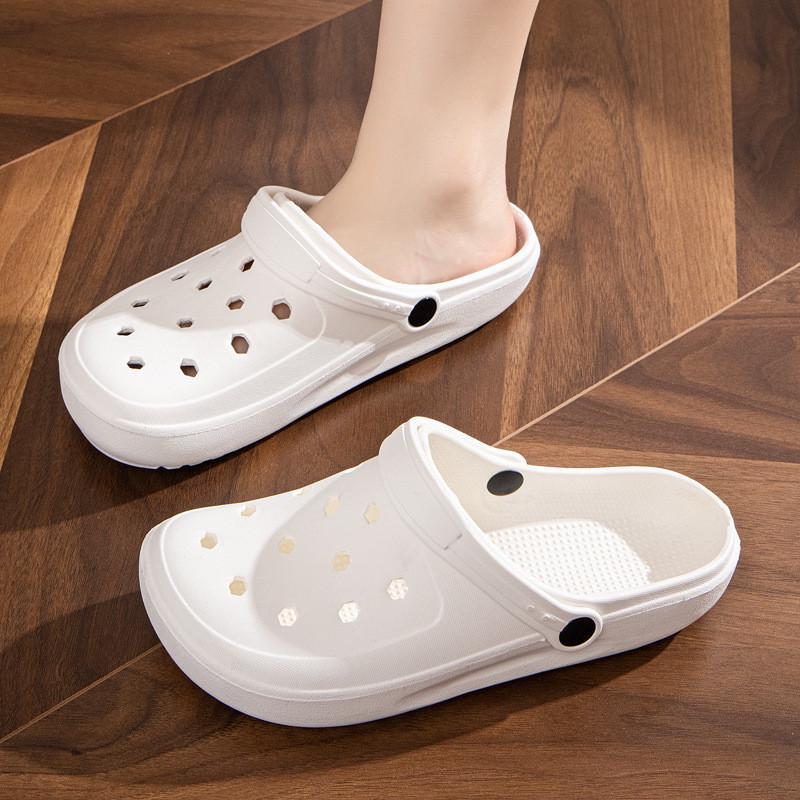 Unisex Summer Lightweight Non-slip Beach Sandals, Two-Wear Closed-Toe, Breathable Dual-Color Slippers