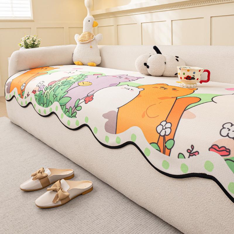 Nordic Style Light Luxury Fabric Sofa Cover Four-Level Universal Sofa Cover High-End Chenille Sofa Cushion