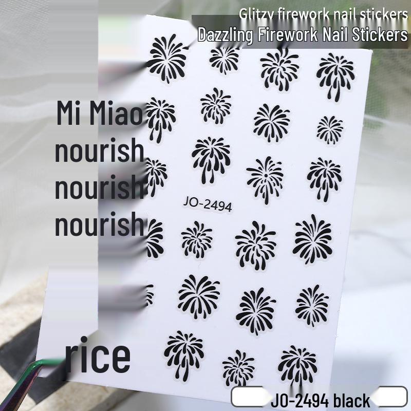 

Romantic Starry Sky Fireworks Nail Stickers: Sparkling Laser Gold & Silver Wearable Decorations