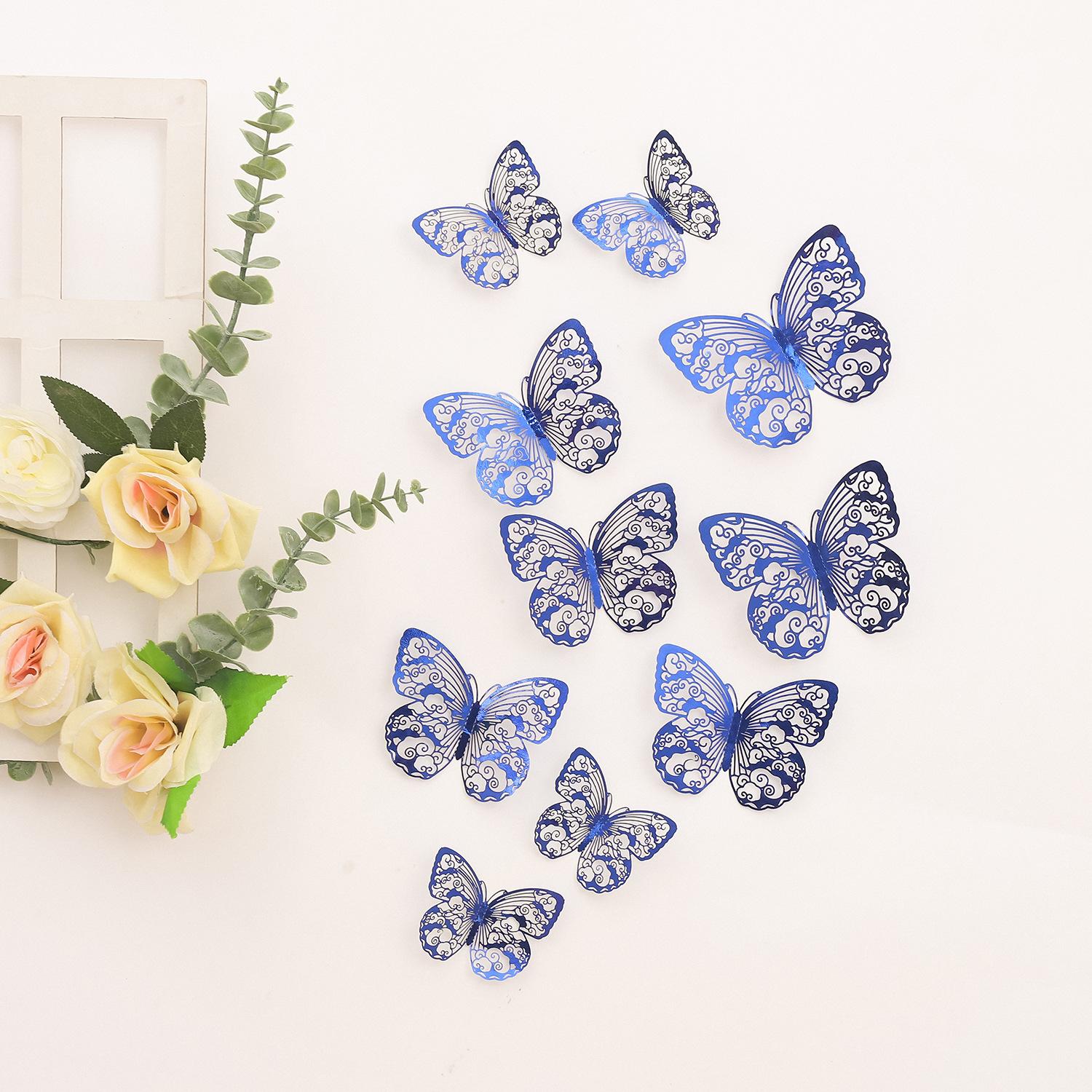 

10 цветов 12 шт. бабочка серебряное зеркало украшение дома комната искусство 3D DIY наклейки на стену