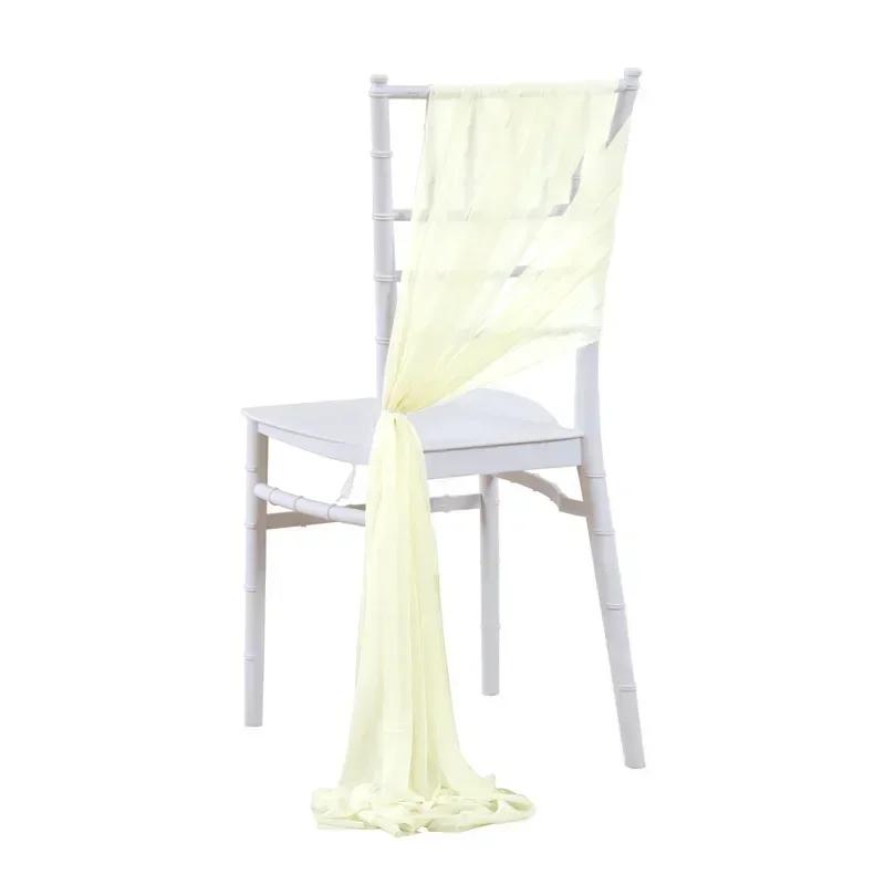 10/50 ks 17x250cm Šifonové mašle na židle Svatba Židle Baby Shower Potahy Stuha Svatba Párty Banket Akce Ulička Židle Dekorace