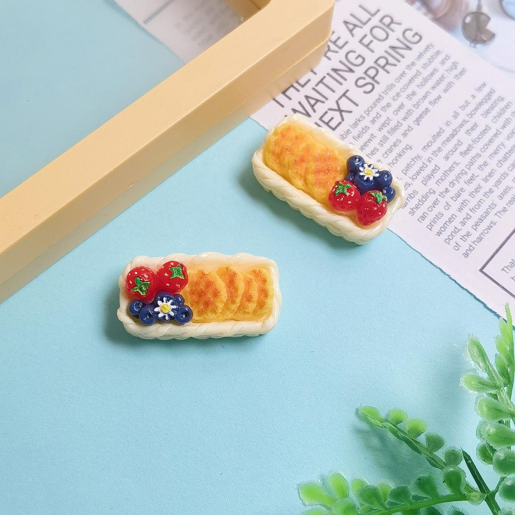 100Pcs New Fruit Biscuits Basket Resin Cabochon Simulation Food DIY Craft Phone Decoration Doll House Accessories