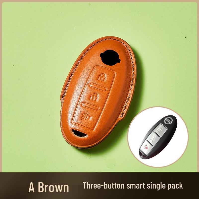 Skórzany Etui na Klucze ze Skóry Wyprawianej Roślinnie dla Nowego Kluczyka Samochodowego Sylphy Murano, Ręcznie Robiony Wzór Klamry dla Mężczyzn